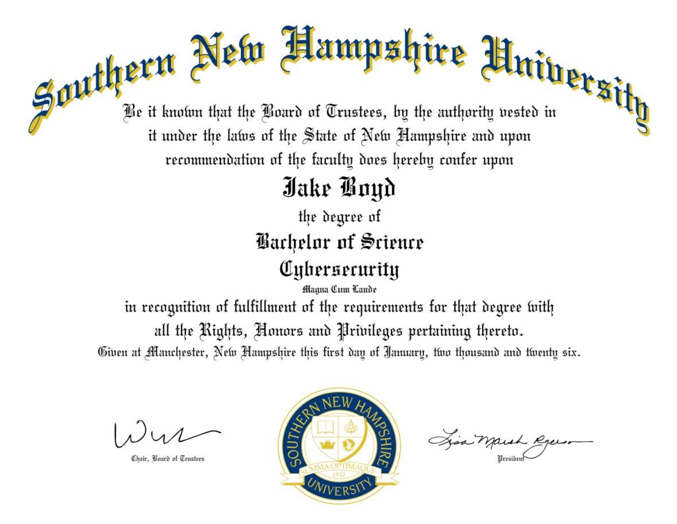 Bachelor's Degree Diploma